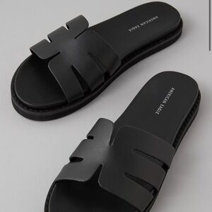 AE Cutout-Strap Vegan Leather Slide Sandal